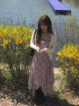 Heo See-through Ribbed Button Slim Cardigan