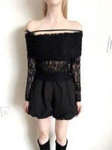 1225. Ribbon lace strap off T (2color)