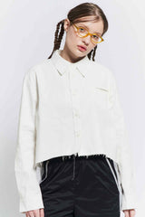 Raw edge shirt (White)