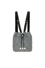 Gingham check string mini backpack (BLACK)