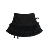 Double Belted Ribbon Frill Skirt