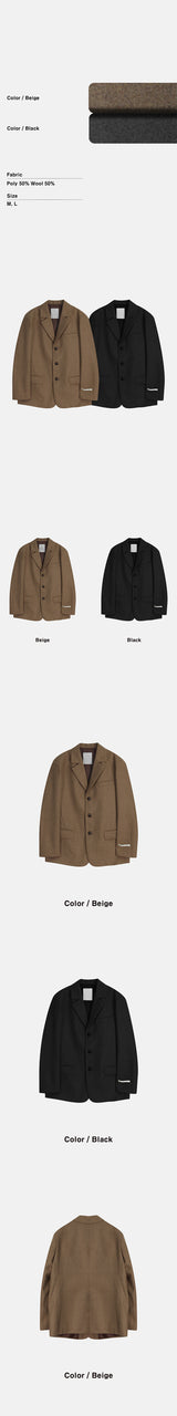 [F/W]ハードウール3ボタンブレザー(2色)