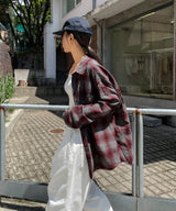 Posi smooth overfit checked shirt