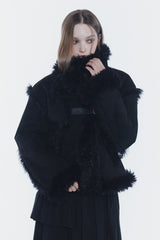 LUNA BELTED SHEARLING JACKET black