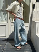 Stripe pocket half shirts(3color)