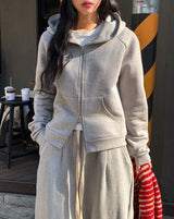 Moz Zipper Two-Way Slim Hooded Zip-Up