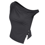 COLLECTION UNBALANCE DRAPE SLEEVELESS [NAVY]