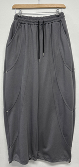 KOREAN/HIGH QUALITY 🤍🩶 AURA RIVET SEMI BALLOON WIDE LONG PANTS 🩶🤎🖤🤍 - 4 COLORS
