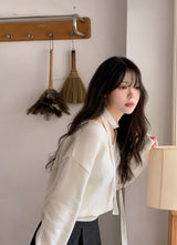 BR Crop V-neck Long Sleeve Knit + Tie Set (8color)