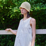 VZ Long Label Punching Knit Bucket Hat / Yellow