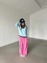 deep U-neck knit top