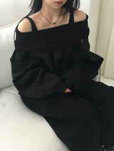 [Off-Shoulder Available] Robe Pintuck Big Hooded Sweatshirt (2c)