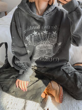 Star Pigment Washing Overfit Brushed Hoodie