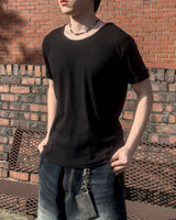 スリムフィットリブ UネックショートスリーブTシャツ
