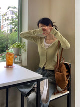 [BELLIDE MADE] Round Rib Slim Fit Cardigan