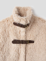 Rachel Two-Belt Detail Short Length Fur Jacket (Lining Quilted)