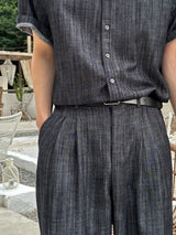 Olin linen indigo half shirts