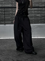 [unisex] pintuck rivet nylon pants (2color)