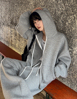 Neoprene semi-crop hooded zip-up