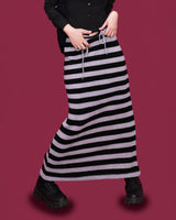 striped wide knit long skirt (4color)