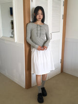 Rocha レースリボンリブド長袖Tシャツ