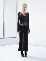 Emoha punk  printed Tencel slightly transparent spicy スリムフィッシュテールスカート