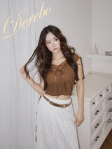 Texture Lace Ribbon Short Sleeve T-shirt