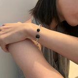 [925silver] Two ball onyx bangle
