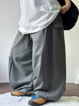 SLACKS🍰サイドスナップバルーンロングパンツ 🍰🤎🩶🖤 4COLOR