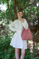 CHECK RIBBON SHOULDER BAG (2 COLORS)
