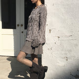 Uns Ribbon Strap Off-Shoulder Loose Fit Twisted Knitwear