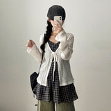 Eon Puff Sleeve V-Neck Ribbon Cardigan