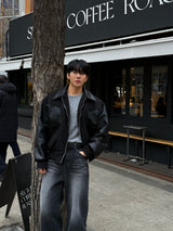 Bes black wide denim pants