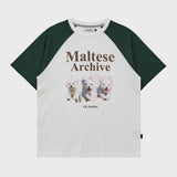 マルチーズアーカイブラグランハーフスリーブTシャツ