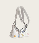 Color Flower Baguette Crossbody Bag