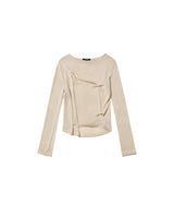 DOZI - Draped Jersey Top _BEIGE