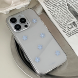[handmade] blue flower pearl pattern jelly hard case