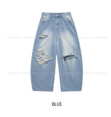 Pave Vintage Damage Balloon Denim Pants