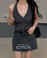 [MADE] Kin halter‑neck button sleeveless