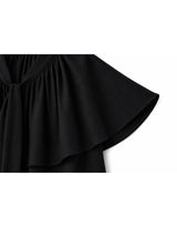 レオニーⅤネックケープタイボタンブラウス Black