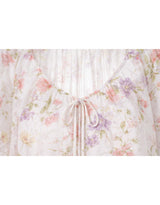 Cherry Blossom Ribbon Frill Floral Chiffon Blouse
