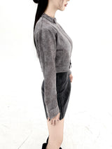 1059. Star stud suede crop jk (2color)
