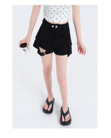 High-Street Cyber-Core Slim-Fit Biker Denim Shorts