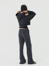 Knit cut detail bootcut Pants, Charcoal