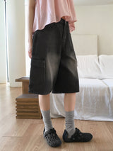 [4color] Tishan Cargo Bermuda Half Denim Short Pants