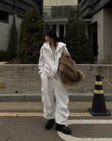 Eyelet full hoodie zip up