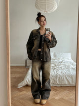 Betty Tin Beige Wide Denim Pants