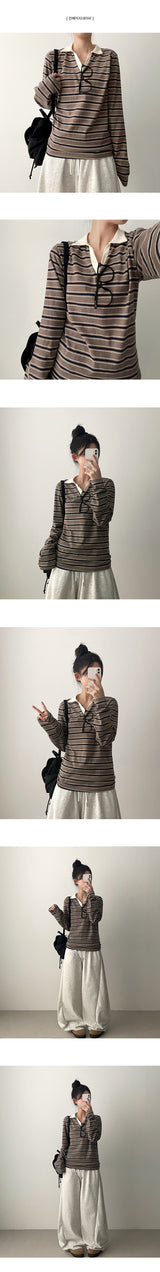 Pearlo Stripe Dangara Cara Long Sleeve T-shirt