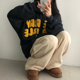 Chelsea string banding fleece wide pants