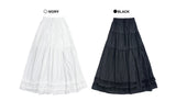 Rustic Pure Frill Slit Maxi Long Skirt (2 colors)